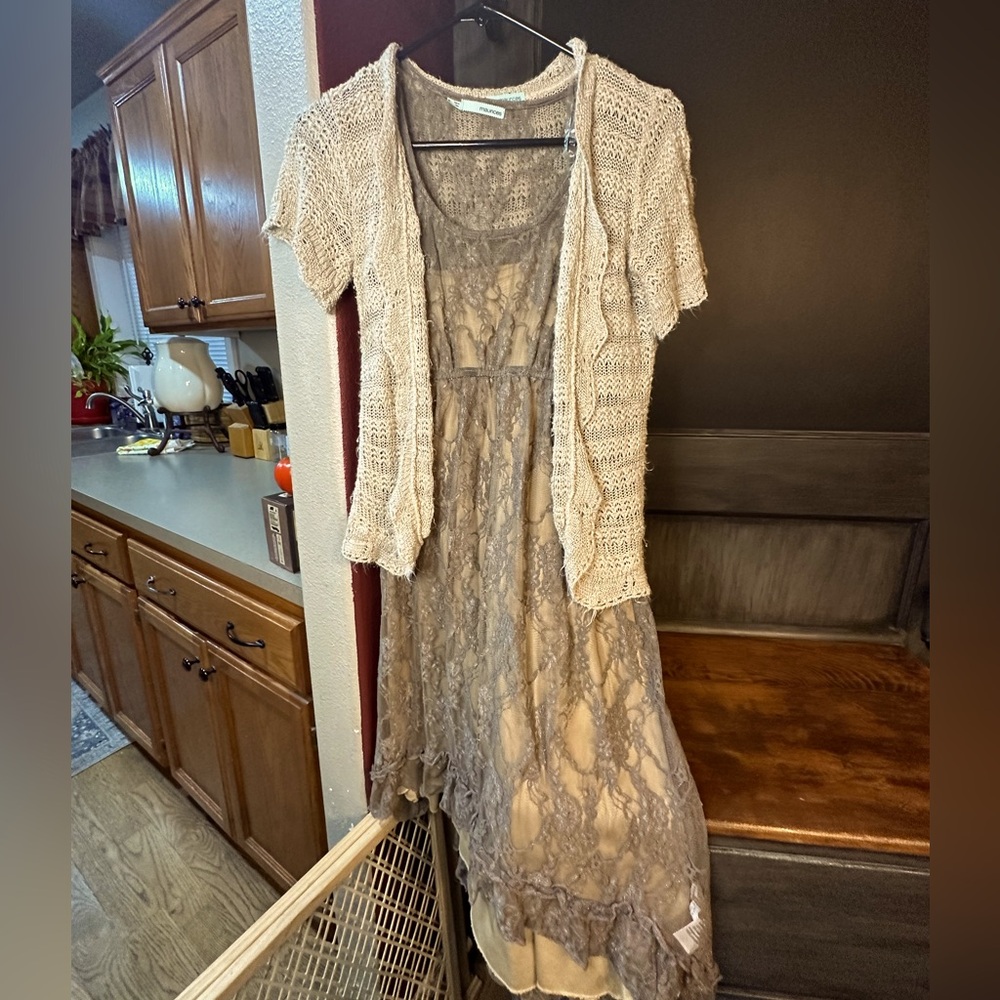 Maurices dress with lace and cardigan, size medium